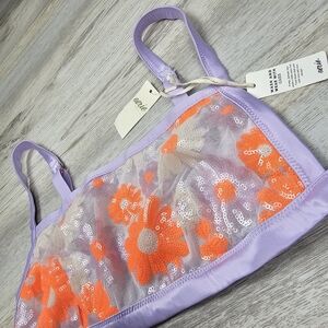 NWT Aerie Mesh Daisy Colorful Sequin Bandeau Size Medium